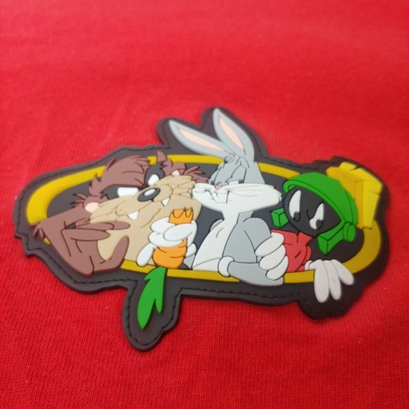 Vintage 90s Warner Bros Store Men M T Shirt Rubber Taz Bugs Bunny Marvin V Neck - Picture 7 of 7